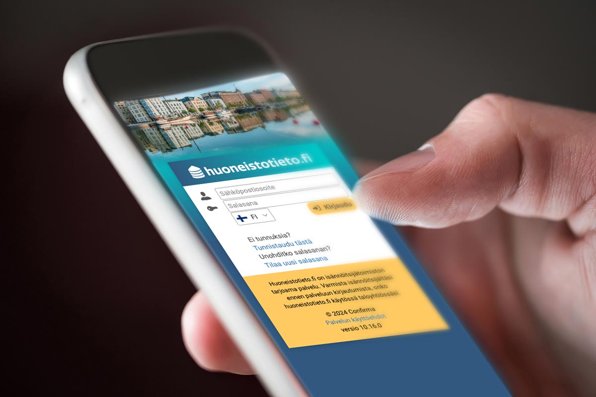 Huoneistotieto.fi kirjautumisnäkymä